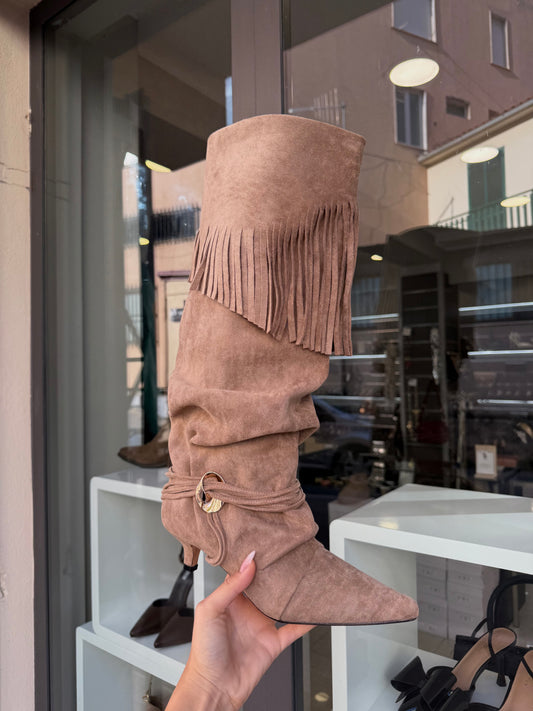 stivali scamosciati beige GOLD detail