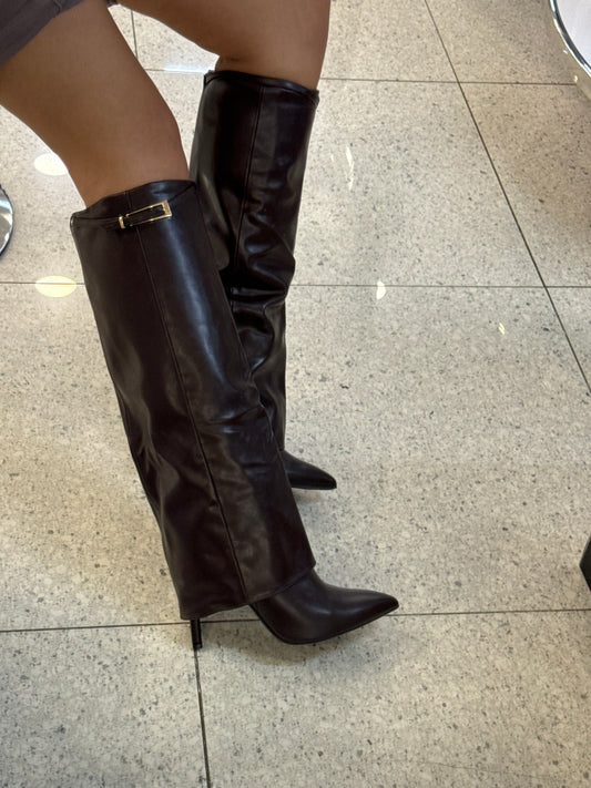 stivali ripiegati marroni VERSUS