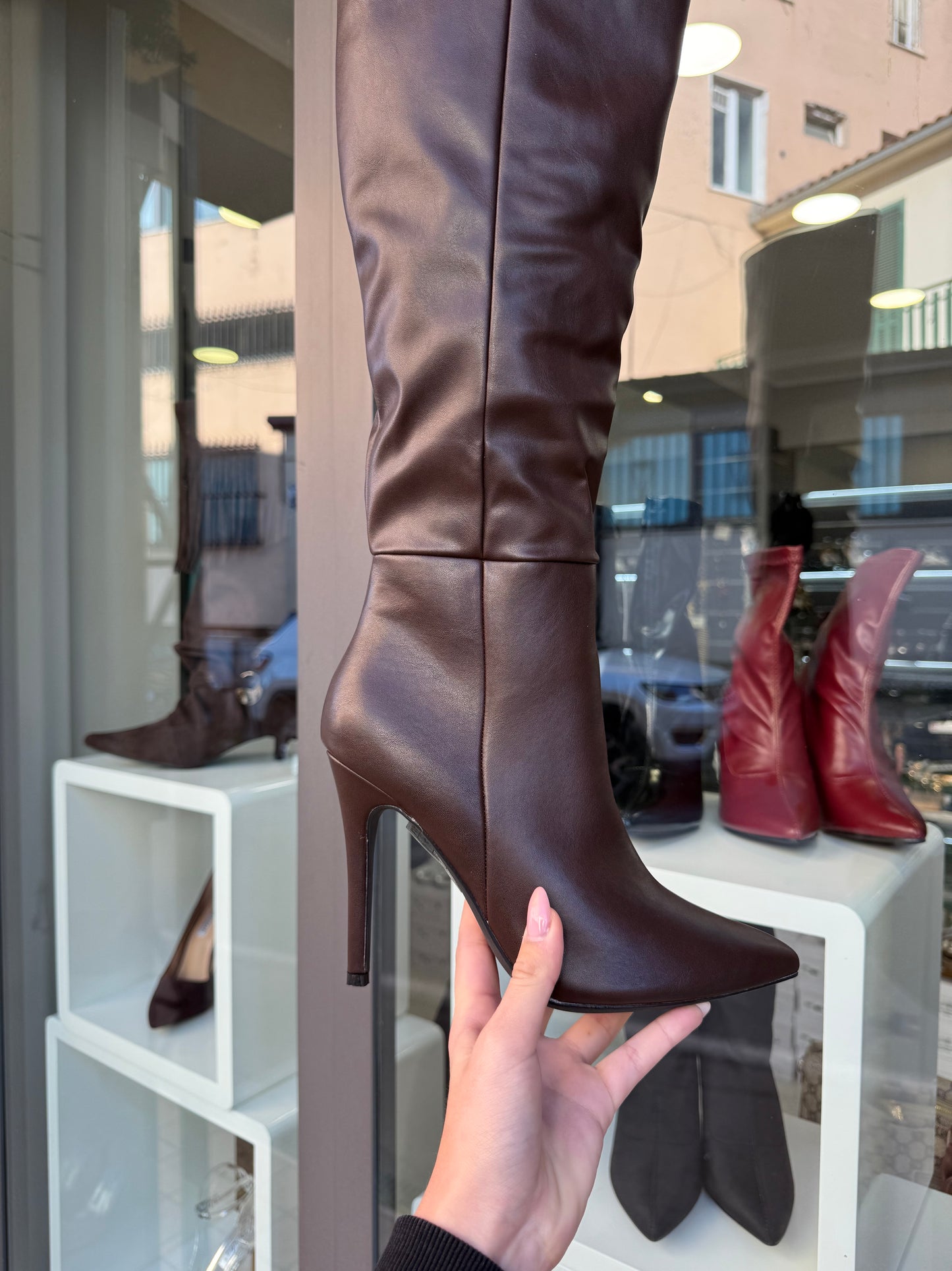 stivali in ecopelle CHOCOLATE basic