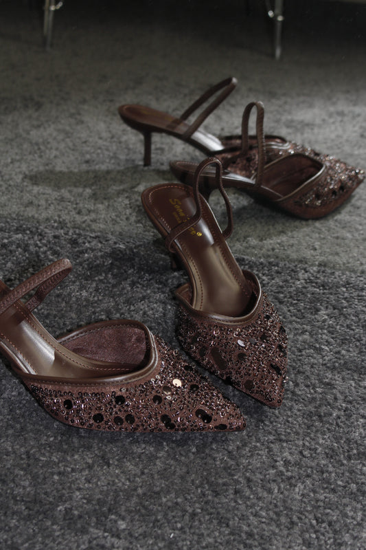 SLINGBACK CHOCO CON PAILLETTES