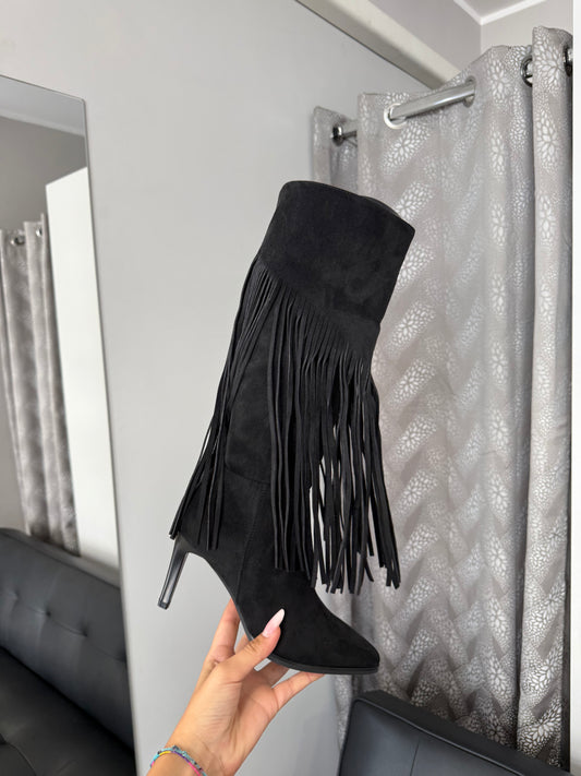 stivali con frange neri