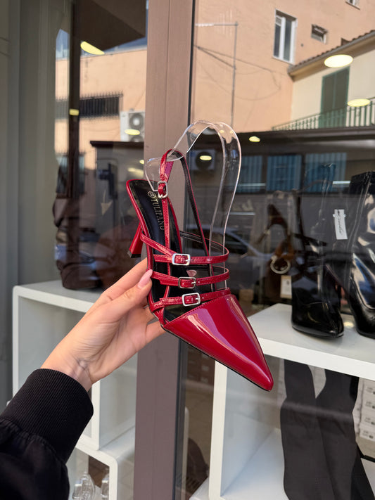 slingback con cinturini rossi