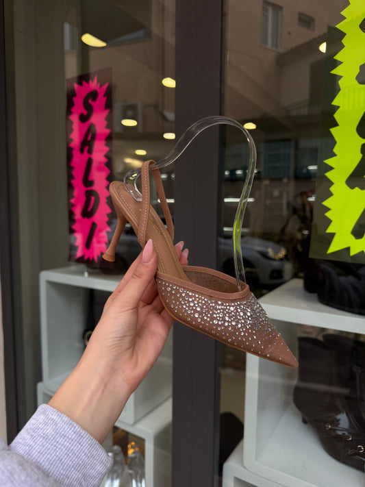 slingback BROWN con swarovski