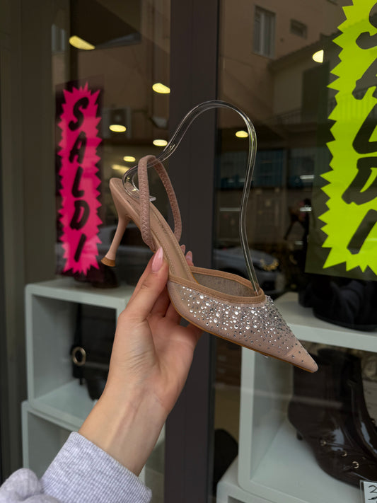 slingback BEIGE con swarovski