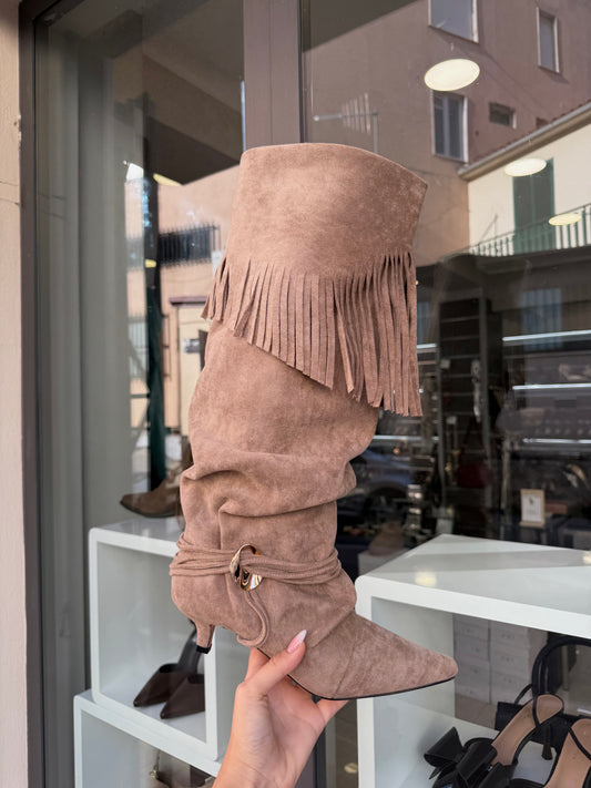 stivali scamosciati beige GOLD detail