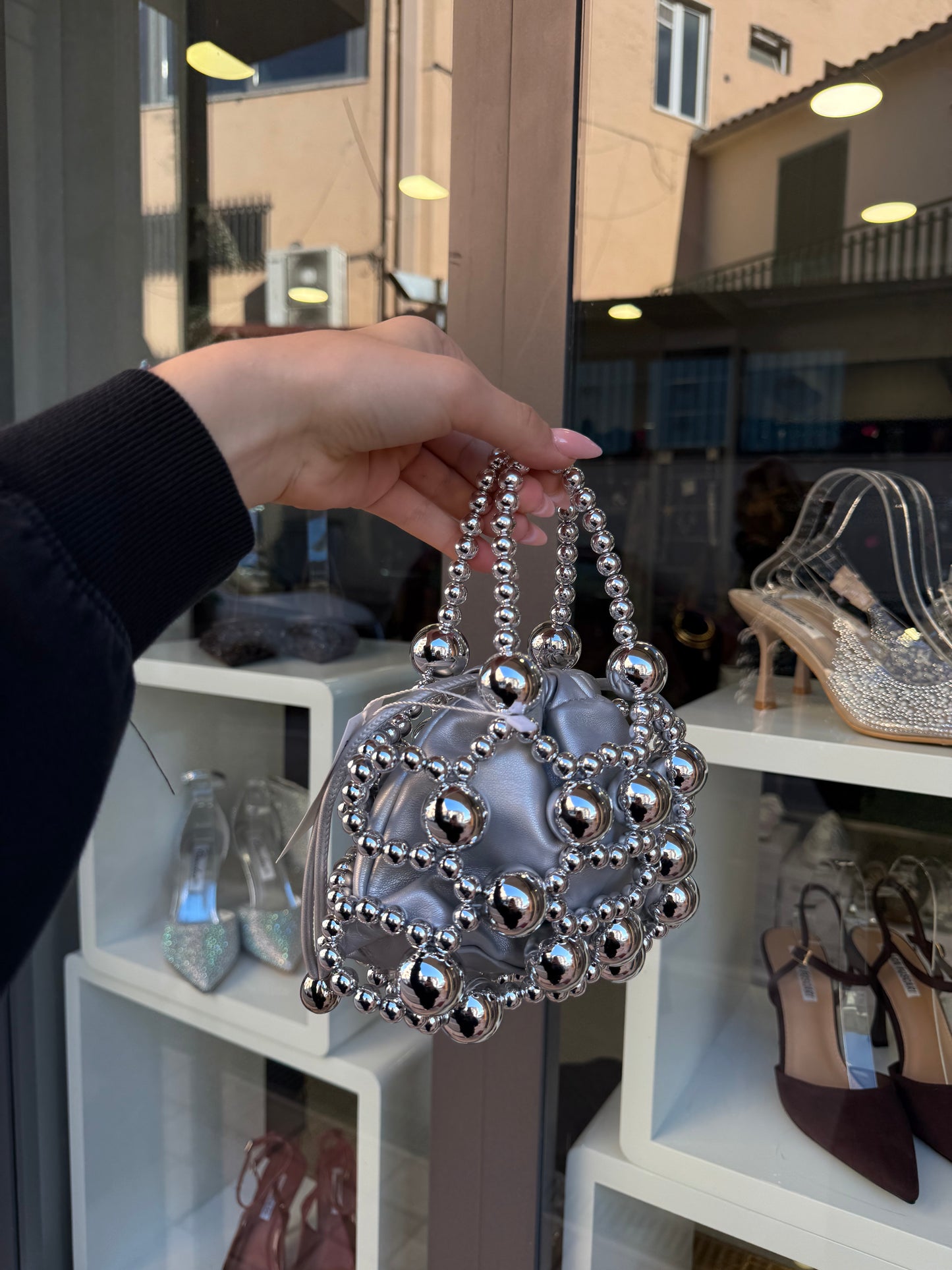 borsa BALLS argento