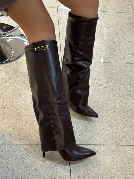 stivali ripiegati marroni VERSUS