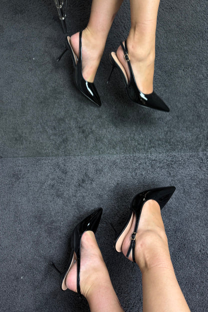 SLINGBACK IN VERNICE NERE