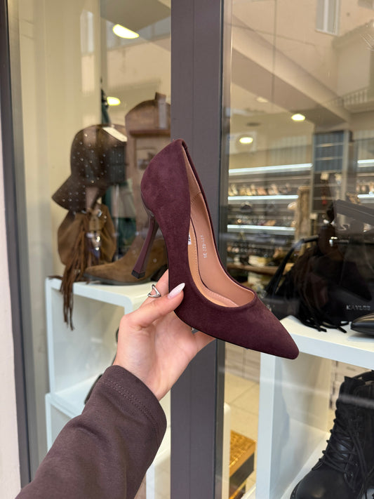 decolleté in camoscio marroni