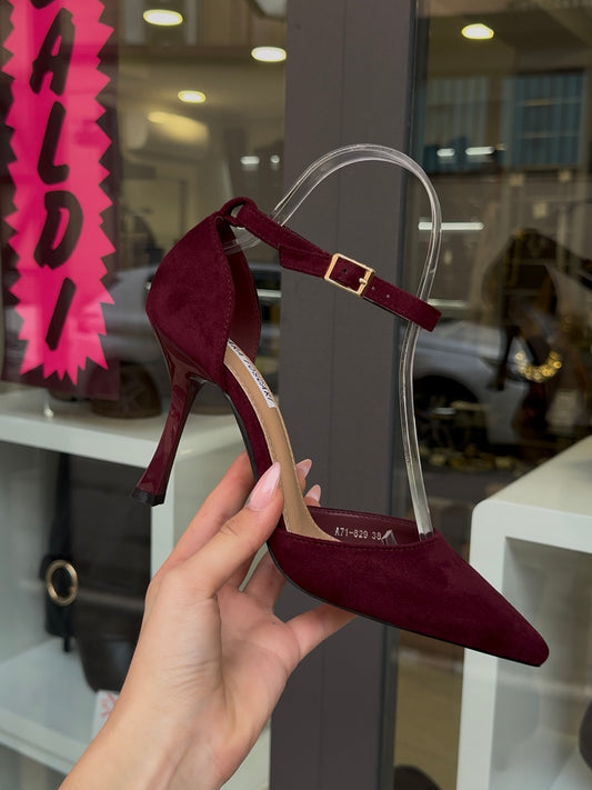 decolleté bordeaux in camoscio