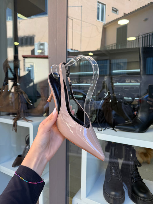 slingback beige in vernice