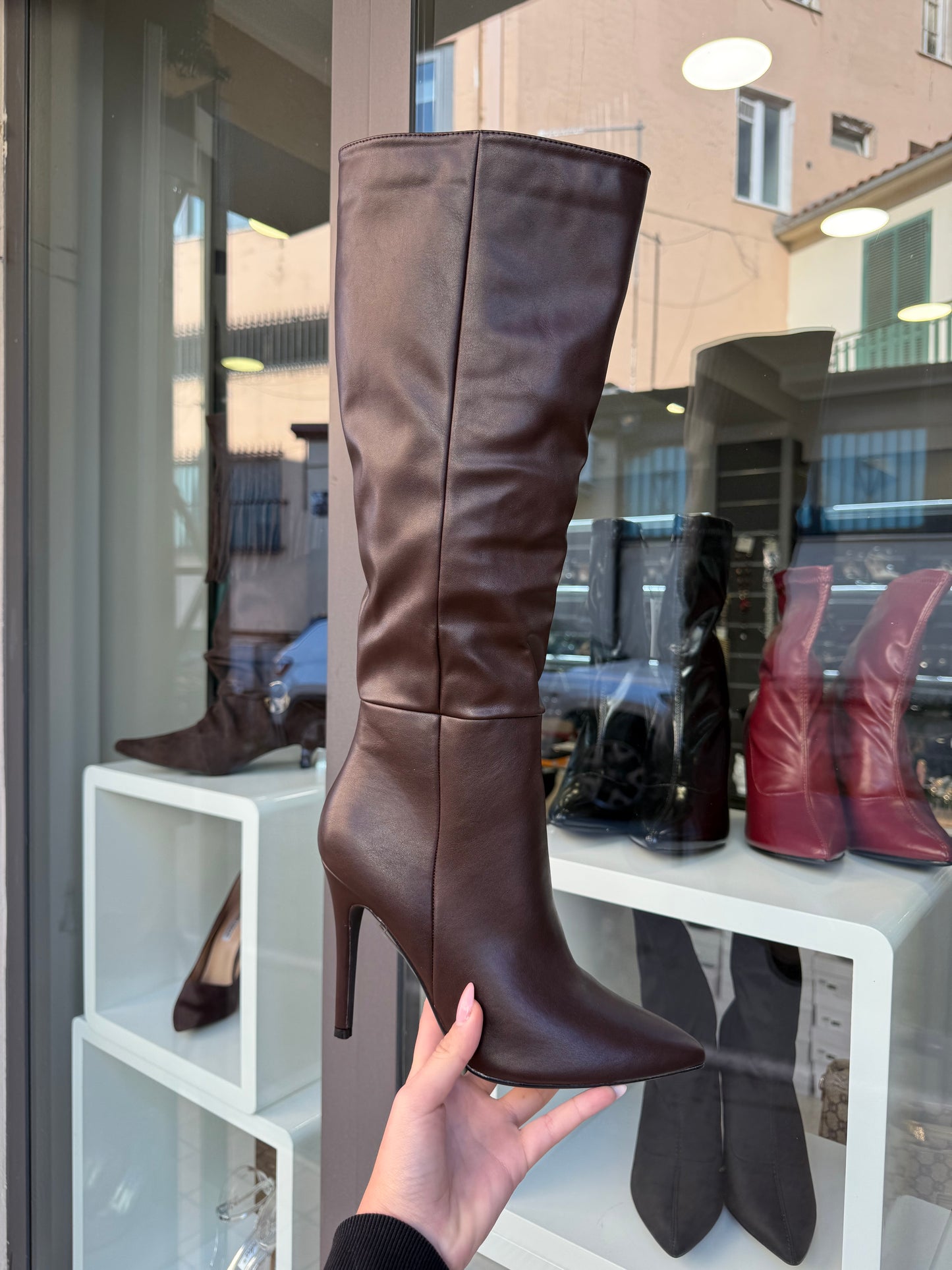 stivali in ecopelle CHOCOLATE basic