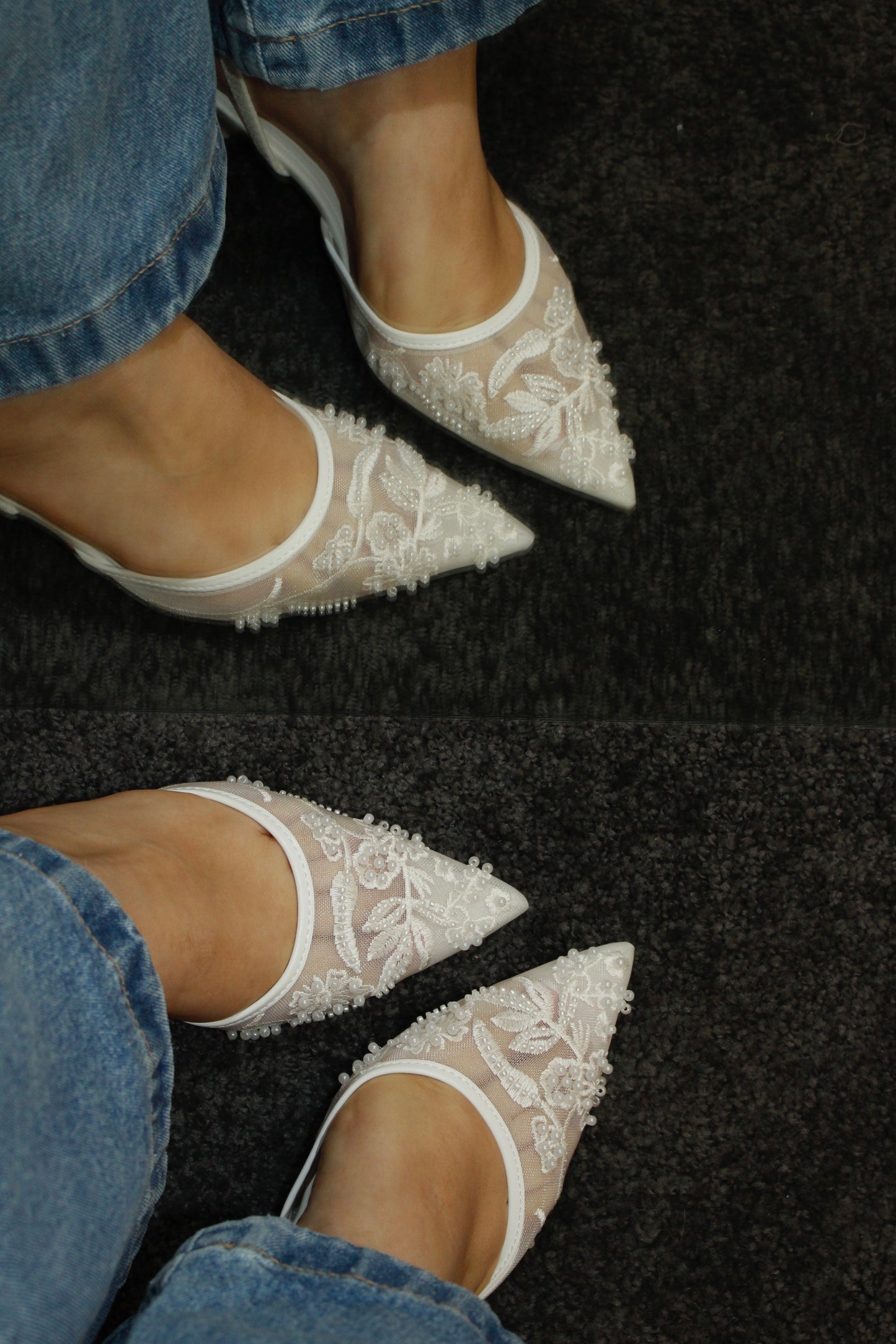 SLINGBACK PEARLS WHITE