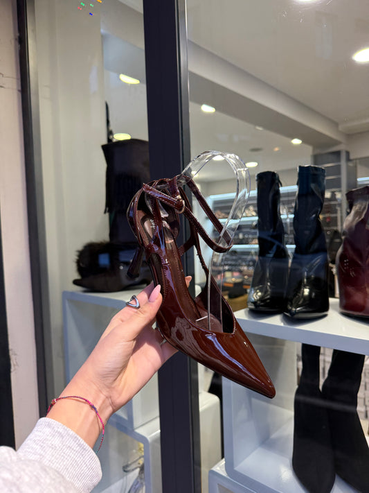 decolleté HEART marroni lucide