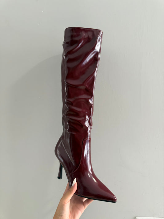 stivali in ecopelle bordeaux