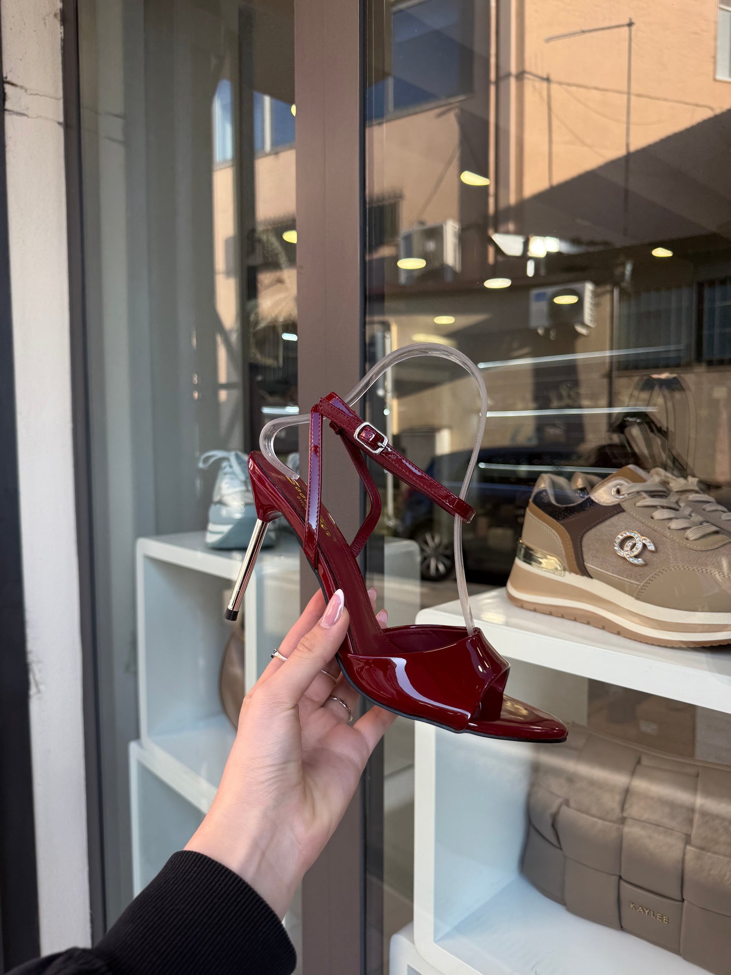 sandali con tacco SILVER bordeaux