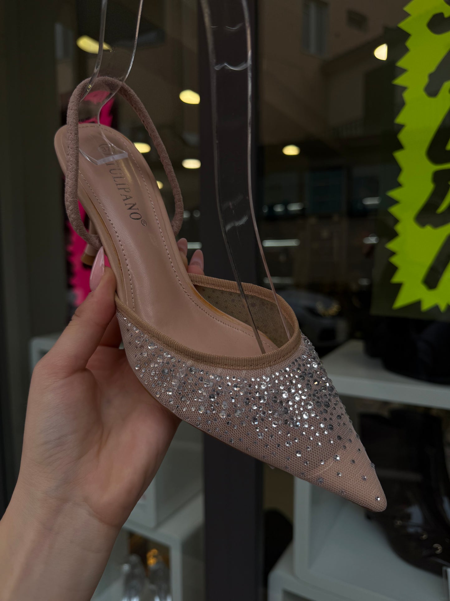 slingback BEIGE con swarovski