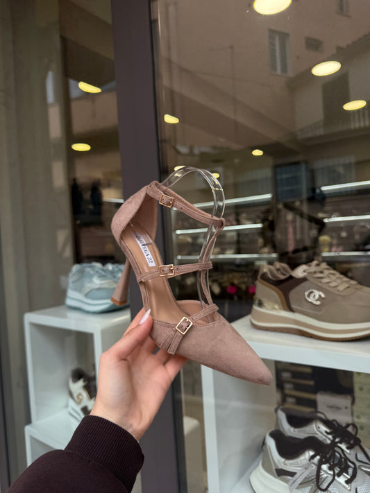 decolleté KHAKI in camoscio