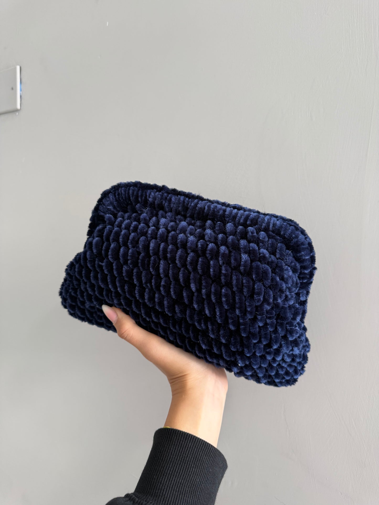 clutch BLU NAVY in ciniglia