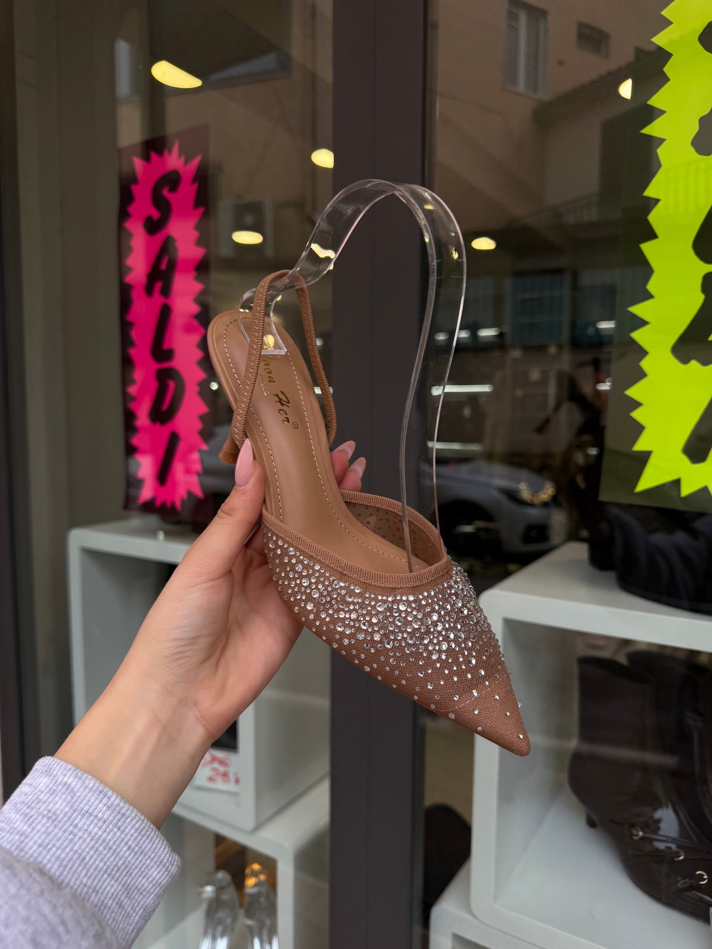 slingback BROWN con swarovski