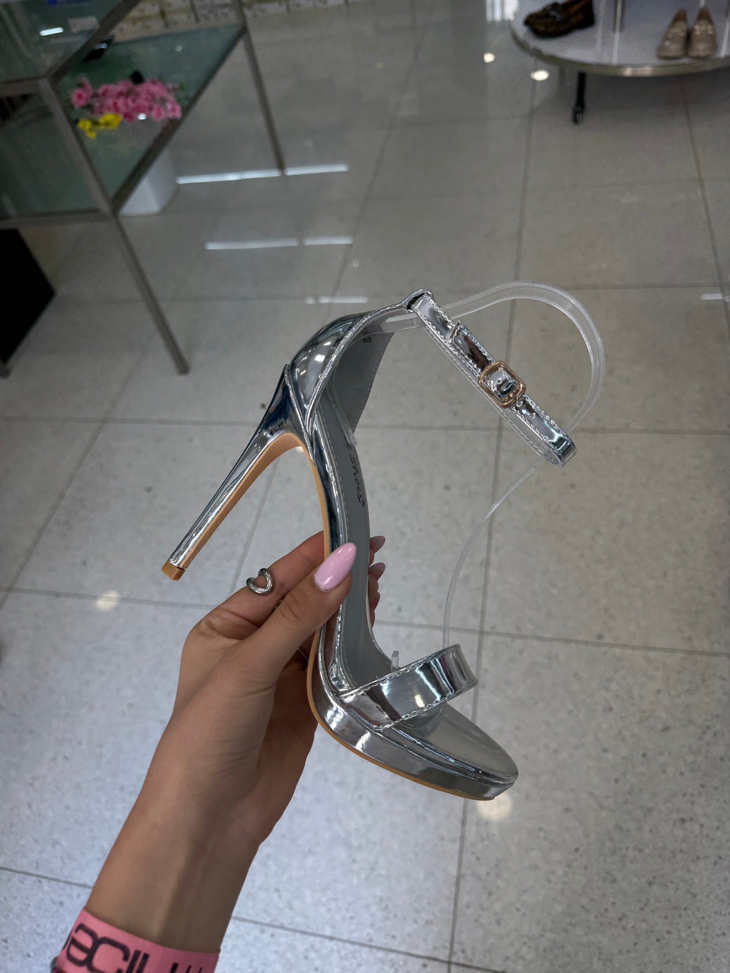 sandali argento con plateau