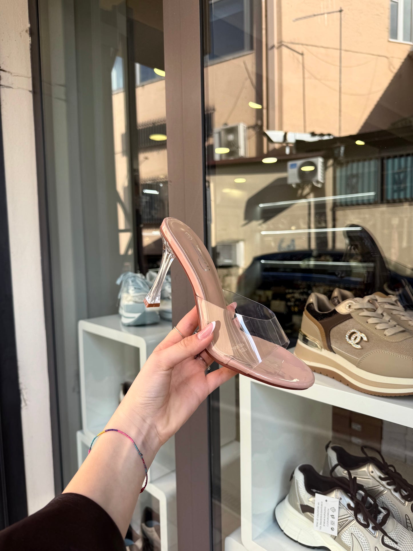 ciabatte con tacco trasparente