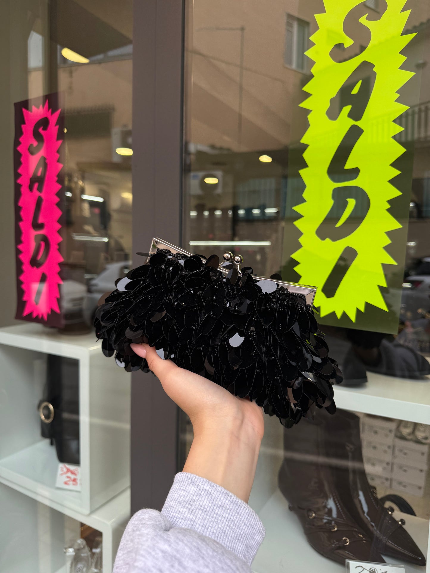 pochette con paillettes BLACK