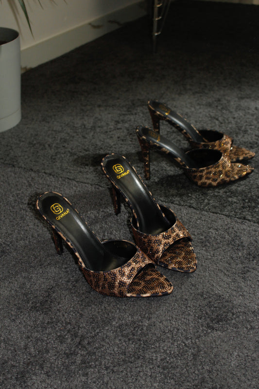 MULES SWAROVSKI LEOPARD