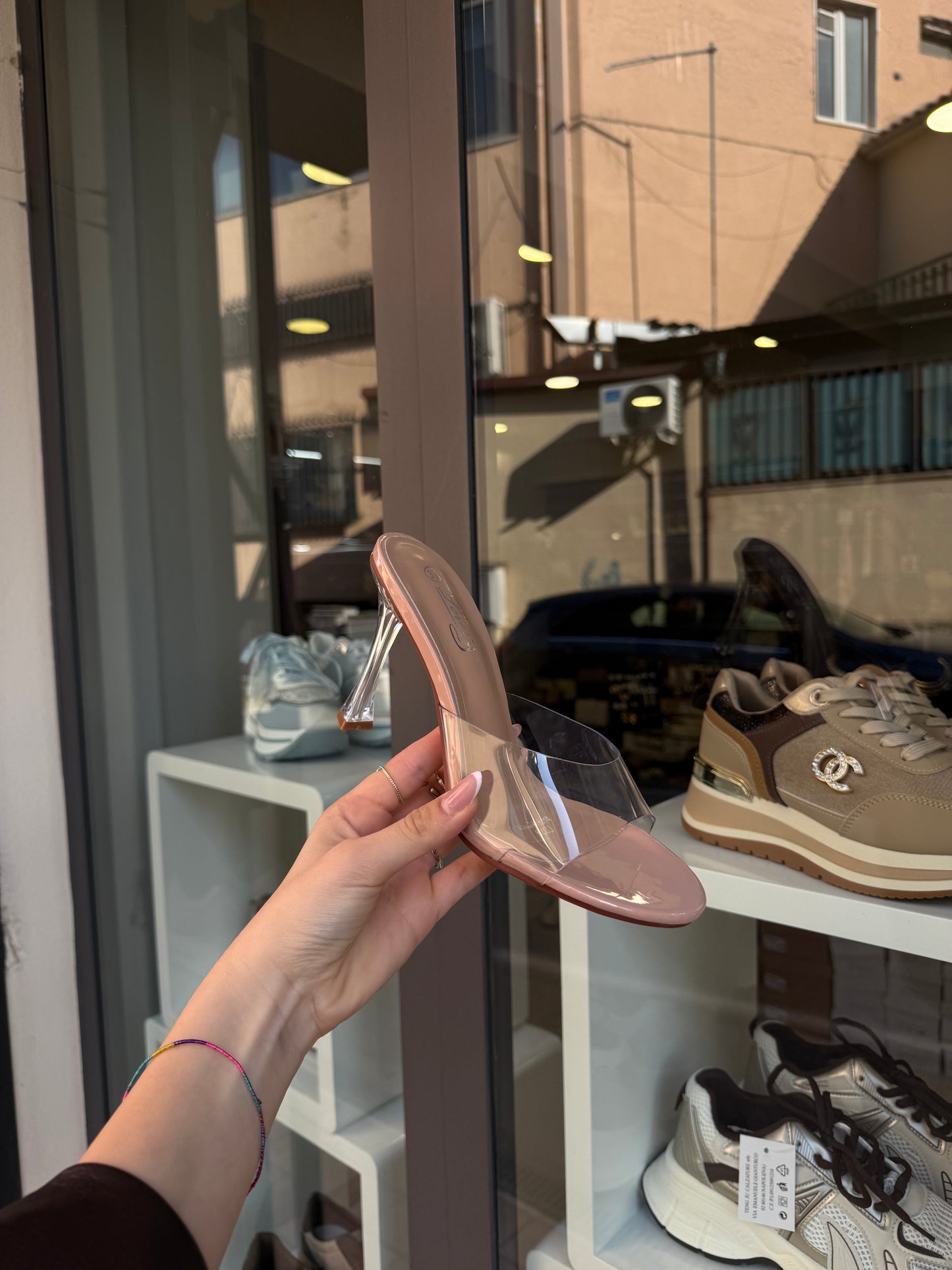 ciabatte con tacco trasparente