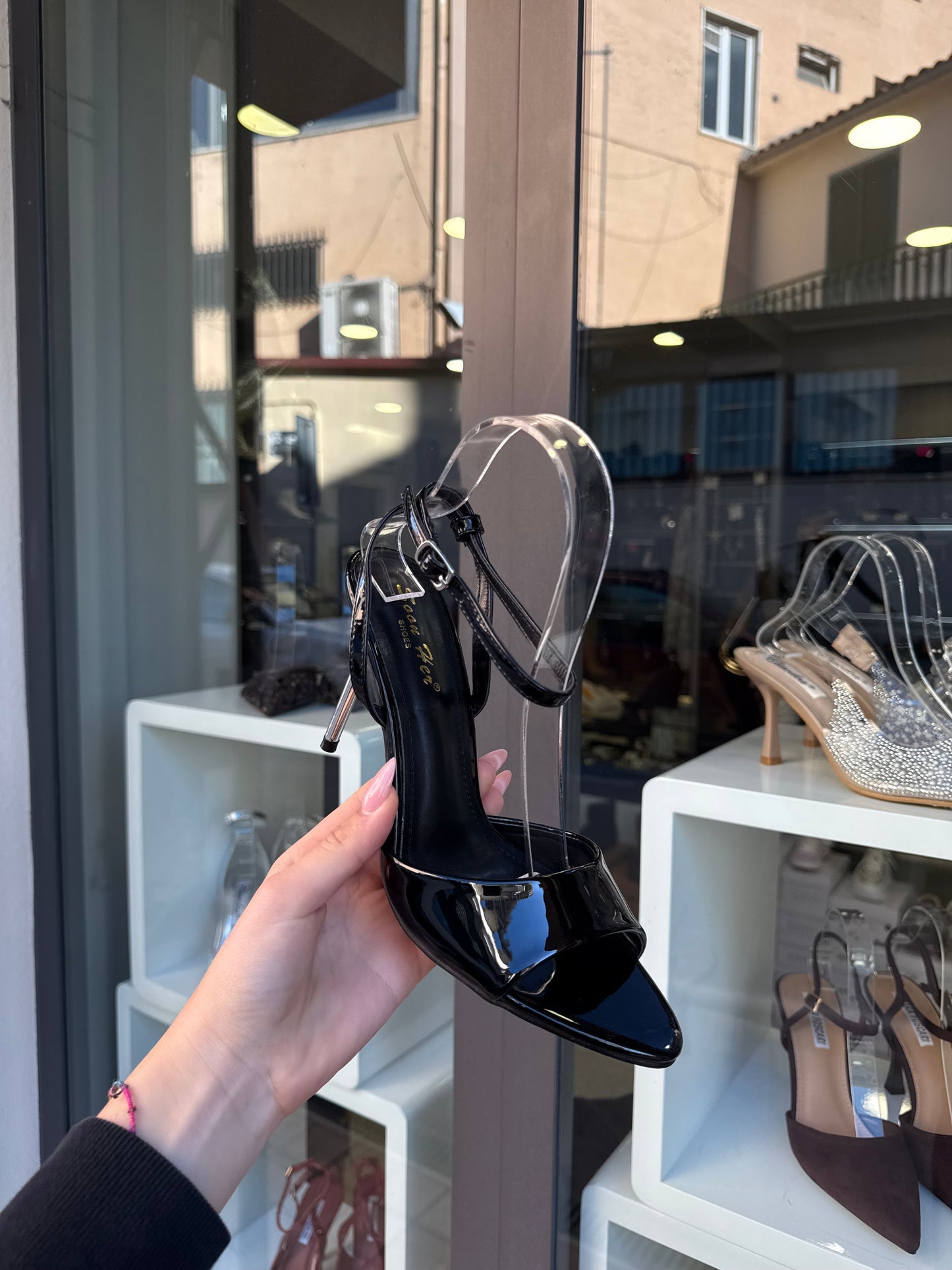 sandali con tacco SILVER neri