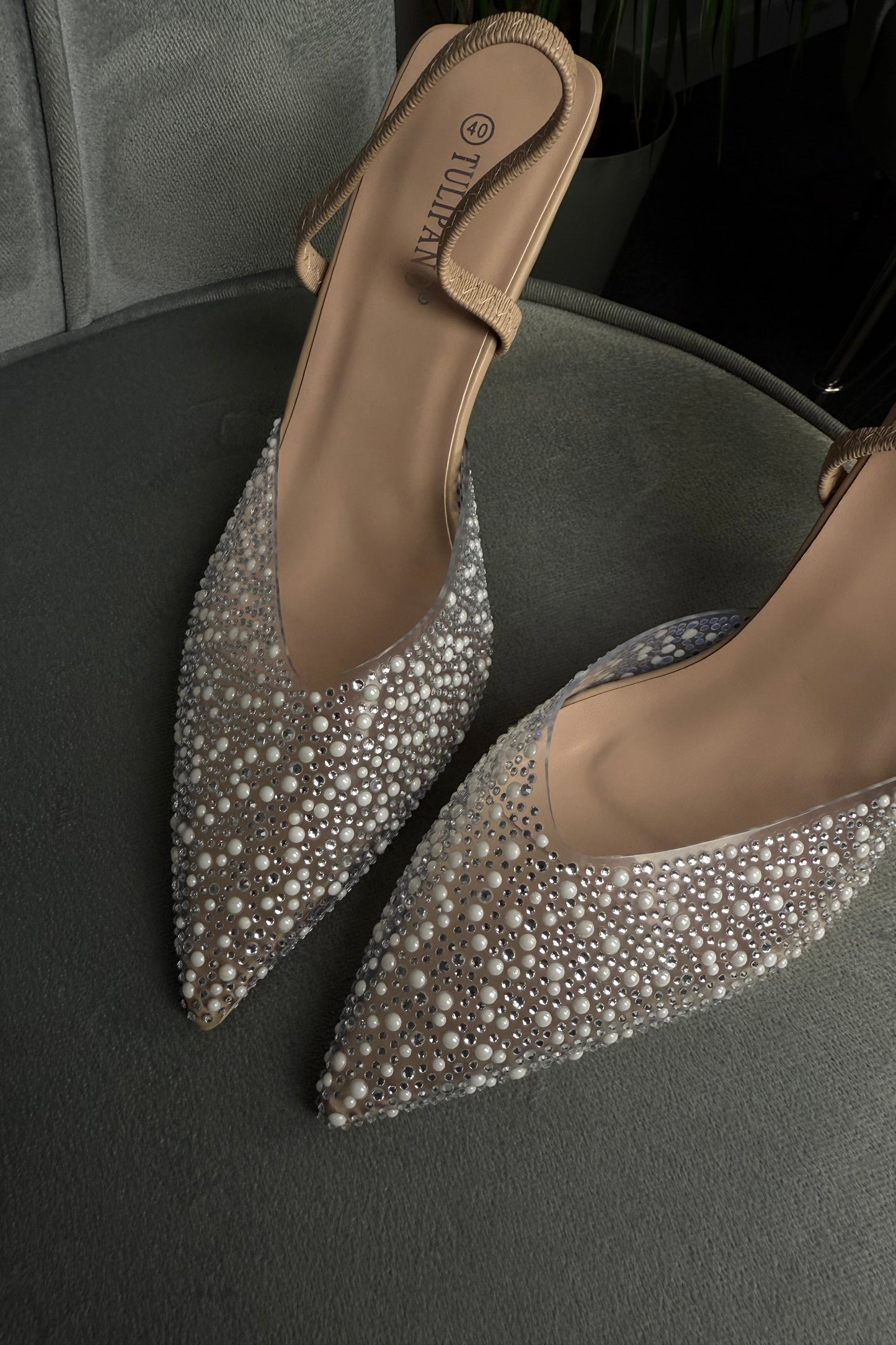 PEARL and SWAROVSKI slingbacks