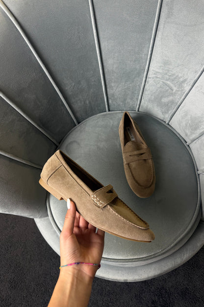 MOCASSINI IN CAMOSCIO BEIGE