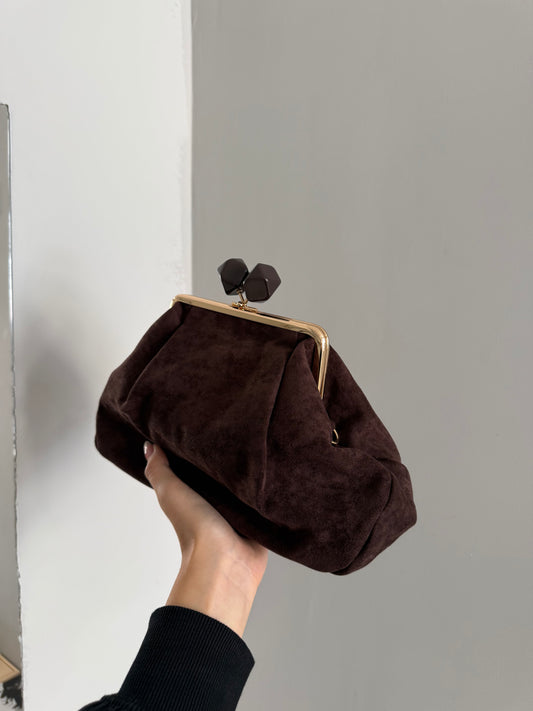 pochette scamosciata CHOCOLATE