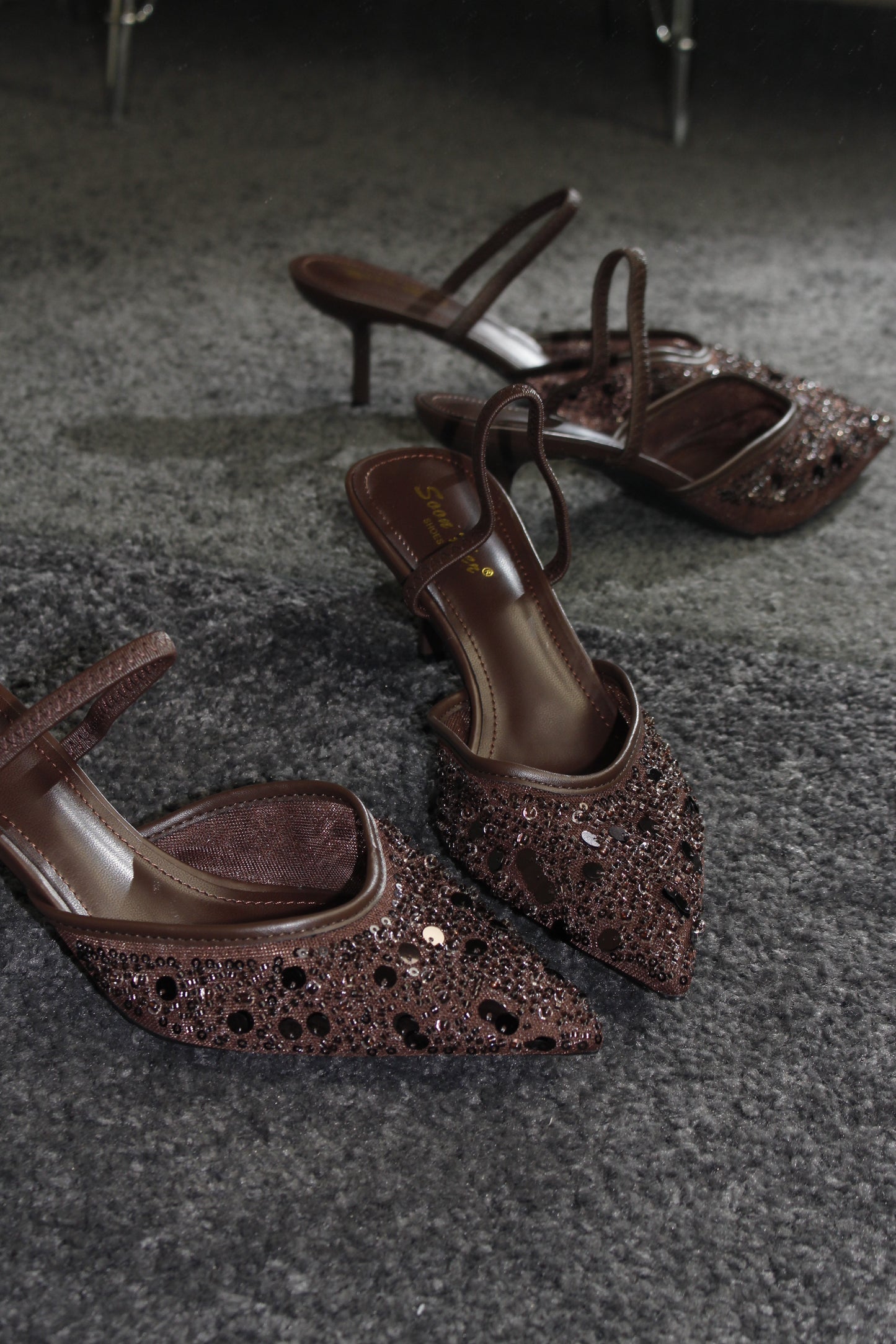 SLINGBACK CHOCO CON PAILLETTES