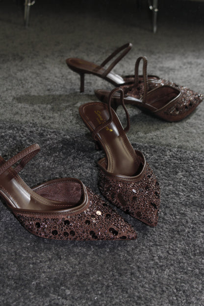 SLINGBACK CHOCO CON PAILLETTES
