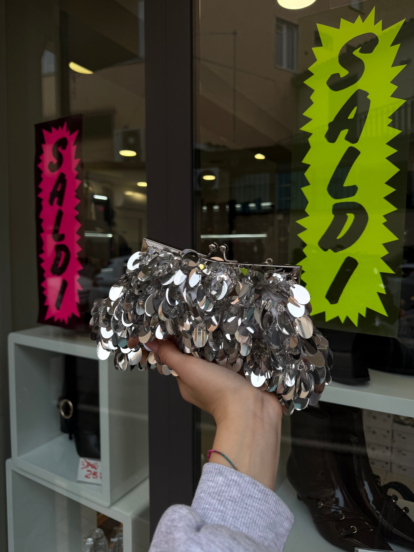 pochette con paillettes SILVER