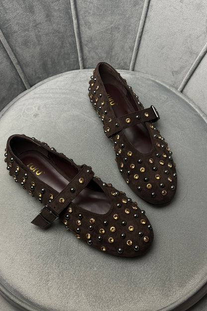 BALLERINE MARRONI CON BORCHIE