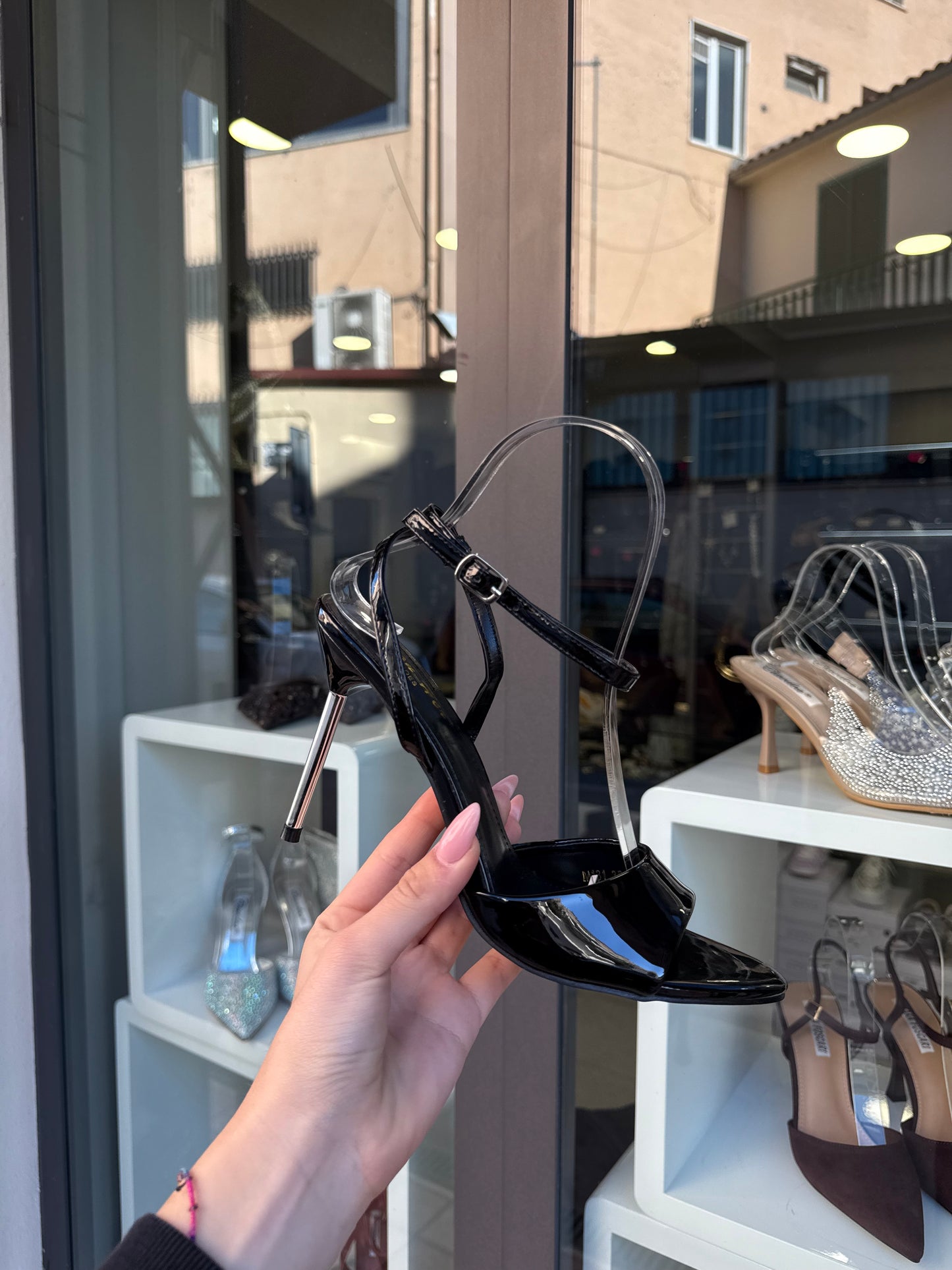 sandali con tacco SILVER neri