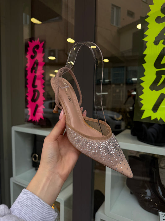 slingback BEIGE con swarovski