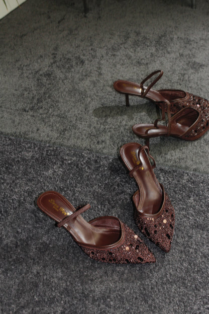 SLINGBACK CHOCO CON PAILLETTES
