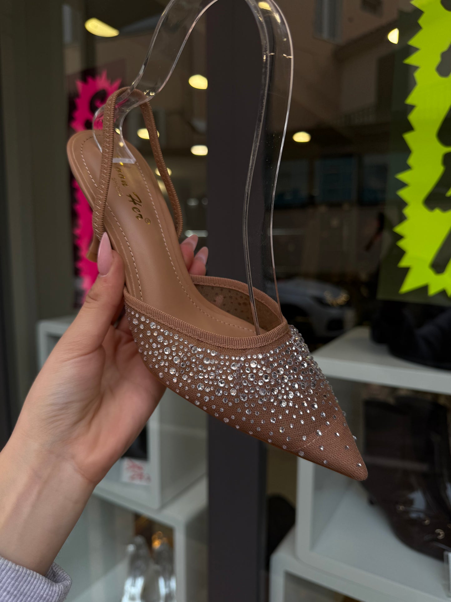 slingback BROWN con swarovski