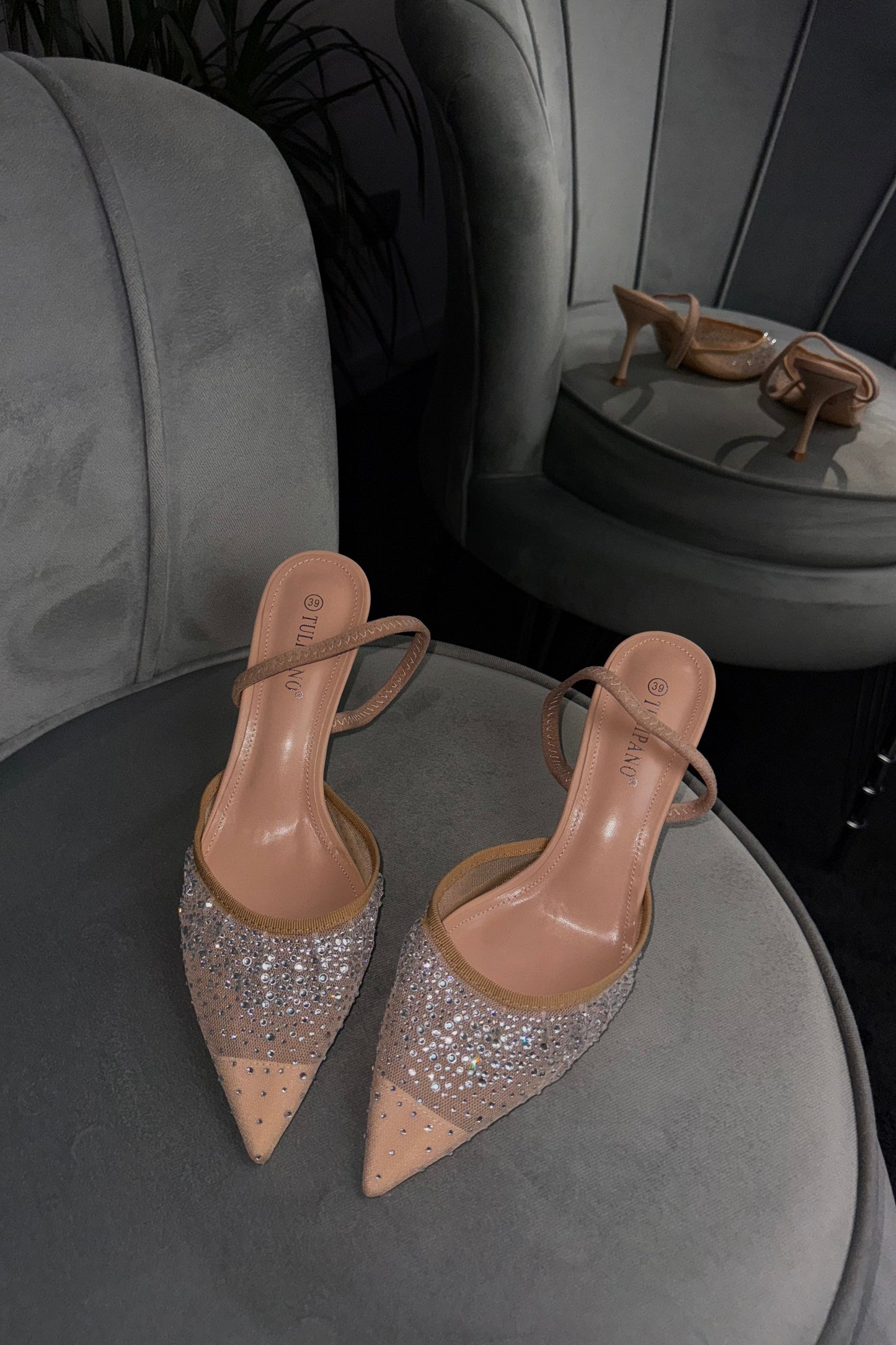 slingback NUDE con swarovski