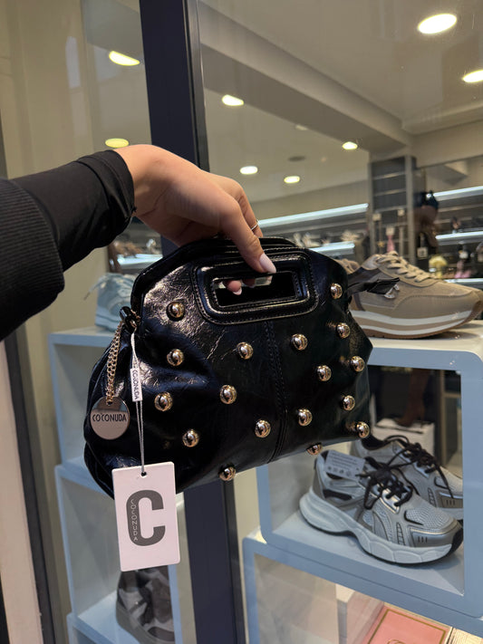 borsa con borchie BLACK