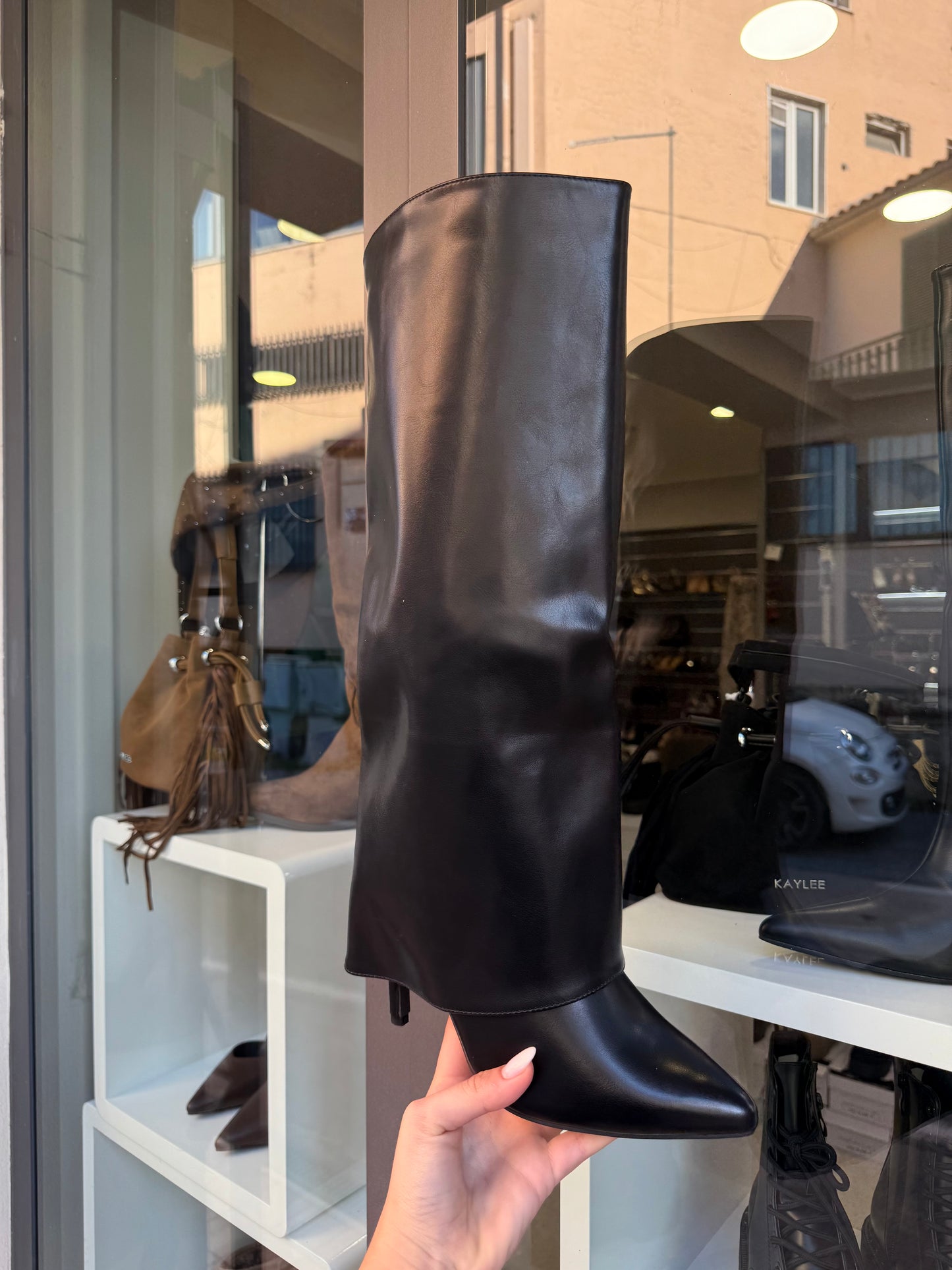 stivali ripiegati neri