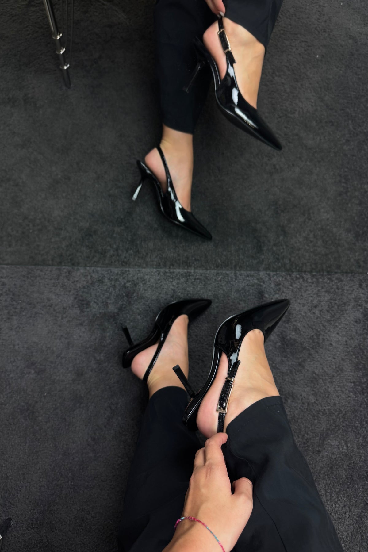 SLINGBACK IN VERNICE NERE