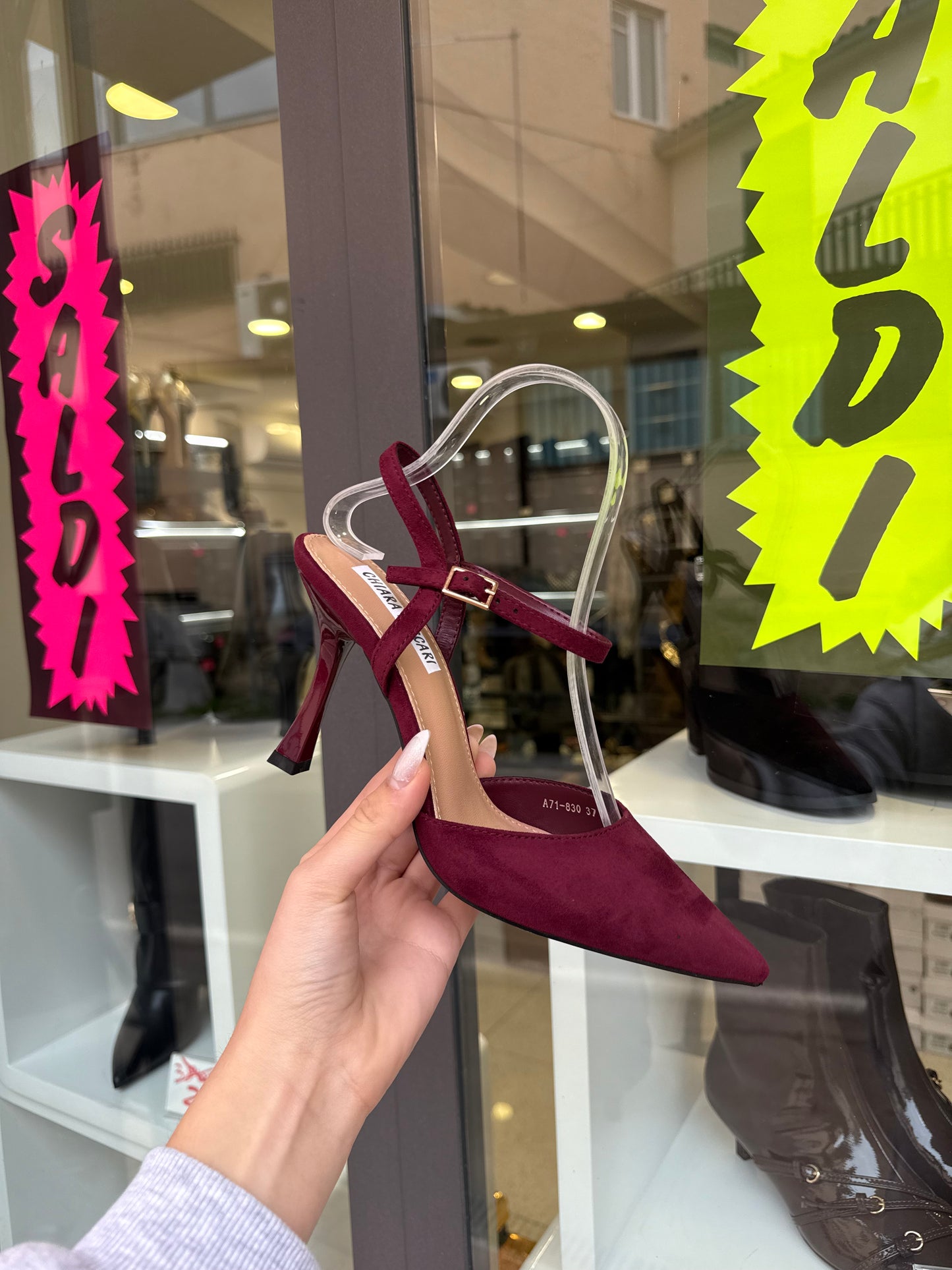 decolleté WINE in camoscio