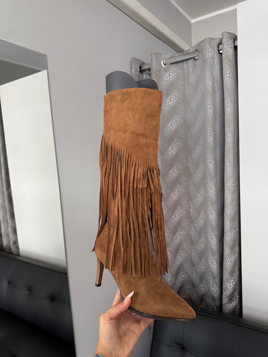 stivali con frange camel