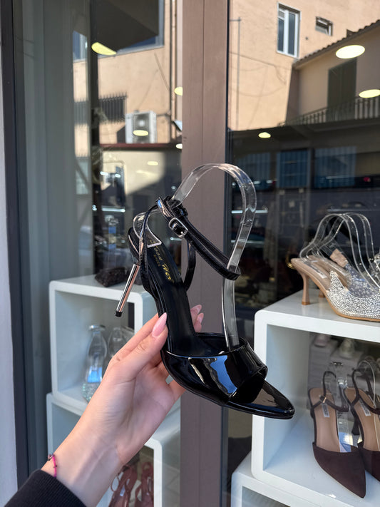 sandali con tacco SILVER neri