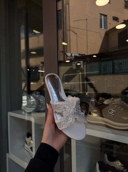 ciabatte HERM*S gioiello bianche