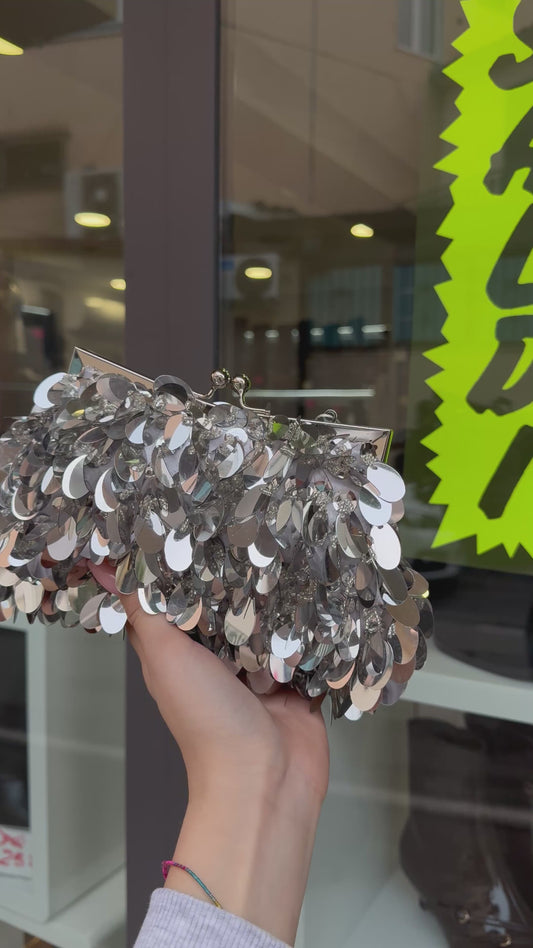 pochette con paillettes SILVER